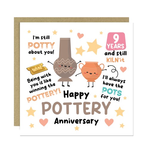 Happy Pottery Anniversary Card For Husband Wife 9th Anniversary Happy Pottery Anniversary Card For Husband Wife 9th Anniversary