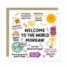 Personalised New Baby Card Baby Girl Welcome To The World Card