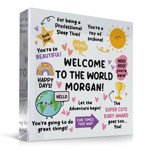 Personalised Welcome To The World Baby Sign Newborn Baby Gift Personalised Welcome To The World Baby Sign Newborn Baby Gift