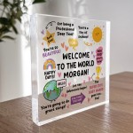 Personalised Welcome To The World Baby Sign Newborn Baby Gift Personalised Welcome To The World Baby Sign Newborn Baby Gift