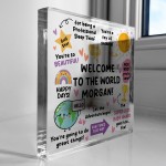 Personalised Welcome To The World Baby Sign Newborn Baby Gift Personalised Welcome To The World Baby Sign Newborn Baby Gift