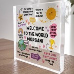 Personalised Welcome To The World Baby Sign Newborn Baby Gift Personalised Welcome To The World Baby Sign Newborn Baby Gift