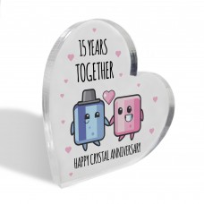 15th Anniversary Plaque Gift For Wife Husband Crystal