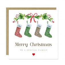 Family Christmas Card Personalised Family Card With Stockings