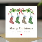 Family Christmas Card Personalised Family Card With Stockings