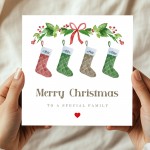 Family Christmas Card Personalised Family Card With Stockings
