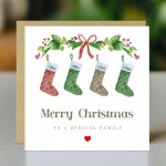 Family Christmas Card Personalised Family Card With Stockings