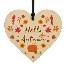 Hello Autumn Decoration Plaques Autumnal Decor Wooden Heart