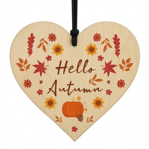 Hello Autumn Decoration Plaques Autumnal Decor Wooden Heart Hello Autumn Decoration Plaques Autumnal Decor Wooden Heart