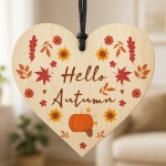 Hello Autumn Decoration Plaques Autumnal Decor Wooden Heart Hello Autumn Decoration Plaques Autumnal Decor Wooden Heart
