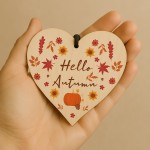 Hello Autumn Decoration Plaques Autumnal Decor Wooden Heart Hello Autumn Decoration Plaques Autumnal Decor Wooden Heart