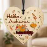 Hello Autumn Decorations Wooden Heart Hanging Plaque Autumn Gift Hello Autumn Decorations Wooden Heart Hanging Plaque Autumn Gift