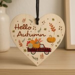 Hello Autumn Decorations Wooden Heart Hanging Plaque Autumn Gift Hello Autumn Decorations Wooden Heart Hanging Plaque Autumn Gift