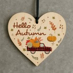 Hello Autumn Decorations Wooden Heart Hanging Plaque Autumn Gift Hello Autumn Decorations Wooden Heart Hanging Plaque Autumn Gift