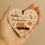 Hello Autumn Decorations Wooden Heart Hanging Plaque Autumn Gift Hello Autumn Decorations Wooden Heart Hanging Plaque Autumn Gift