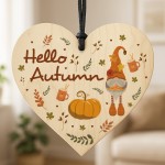 Hello Autumn Decorations Gifts Wooden Heart Hanging Plaque Hello Autumn Decorations Gifts Wooden Heart Hanging Plaque