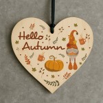 Hello Autumn Decorations Gifts Wooden Heart Hanging Plaque Hello Autumn Decorations Gifts Wooden Heart Hanging Plaque