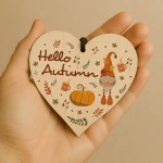 Hello Autumn Decorations Gifts Wooden Heart Hanging Plaque Hello Autumn Decorations Gifts Wooden Heart Hanging Plaque