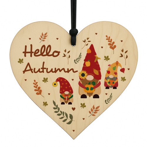 Hello Autumn Novelty Wooden Hanging Heart Autumnal Harvest Decor Hello Autumn Novelty Wooden Hanging Heart Autumnal Harvest Decor