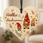 Hello Autumn Novelty Wooden Hanging Heart Autumnal Harvest Decor Hello Autumn Novelty Wooden Hanging Heart Autumnal Harvest Decor