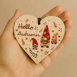 Hello Autumn Novelty Wooden Hanging Heart Autumnal Harvest Decor Hello Autumn Novelty Wooden Hanging Heart Autumnal Harvest Decor