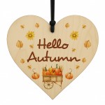 Autumnal Decorations Hello Autumn Wooden Hanging Heart Plaque Autumnal Decorations Hello Autumn Wooden Hanging Heart Plaque