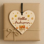 Autumnal Decorations Hello Autumn Wooden Hanging Heart Plaque Autumnal Decorations Hello Autumn Wooden Hanging Heart Plaque