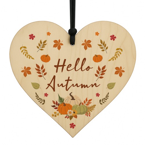 Hello Autumn Home Decor Gifts For Home Wooden Heart Plaque Hello Autumn Home Decor Gifts For Home Wooden Heart Plaque