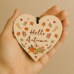 Hello Autumn Home Decor Gifts For Home Wooden Heart Plaque Hello Autumn Home Decor Gifts For Home Wooden Heart Plaque