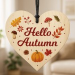 Hello Autumn Decorations Wooden Hanging Heart Plaque Autumn  Hello Autumn Decorations Wooden Hanging Heart Plaque Autumn