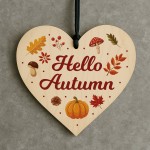 Hello Autumn Decorations Wooden Hanging Heart Plaque Autumn  Hello Autumn Decorations Wooden Hanging Heart Plaque Autumn