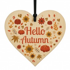 Hello Autumn Decorations For Home Hanging Wooden Heart Plaque