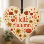 Hello Autumn Decorations For Home Hanging Wooden Heart Plaque Hello Autumn Decorations For Home Hanging Wooden Heart Plaque