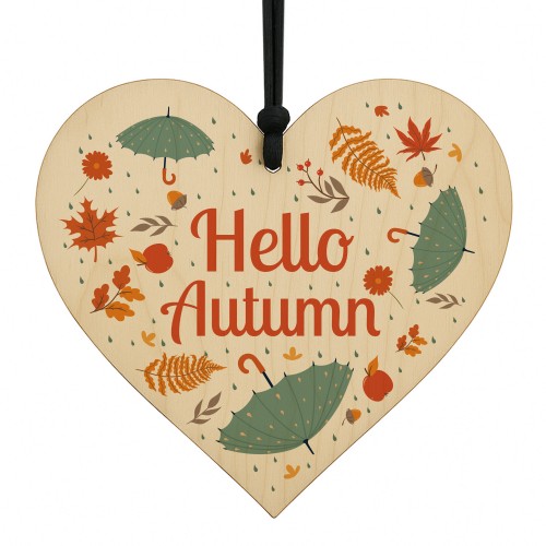 Hello Autumn Wooden Plaque Autumn Decorations Autumnal Decor
