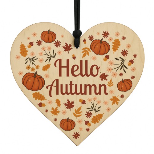Hello Autumn Decorations Hanging Wooden Heart Plaque Autumn Gift Hello Autumn Decorations Hanging Wooden Heart Plaque Autumn Gift