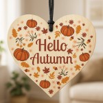 Hello Autumn Decorations Hanging Wooden Heart Plaque Autumn Gift Hello Autumn Decorations Hanging Wooden Heart Plaque Autumn Gift