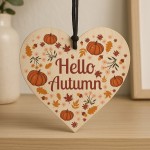 Hello Autumn Decorations Hanging Wooden Heart Plaque Autumn Gift Hello Autumn Decorations Hanging Wooden Heart Plaque Autumn Gift