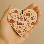 Hello Autumn Decorations Hanging Wooden Heart Plaque Autumn Gift Hello Autumn Decorations Hanging Wooden Heart Plaque Autumn Gift
