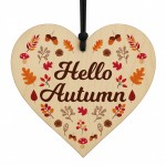 Hello Autumn Sign House Decor Autumnial Wooden Heart Sign