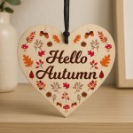 Hello Autumn Sign House Decor Autumnial Wooden Heart Sign