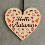 Hello Autumn Sign House Decor Autumnial Wooden Heart Sign