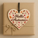 Hello Autumn Sign House Decor Autumnial Wooden Heart Sign