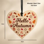 Hello Autumn Sign House Decor Autumnial Wooden Heart Sign