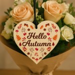 Hello Autumn Sign House Decor Autumnial Wooden Heart Sign