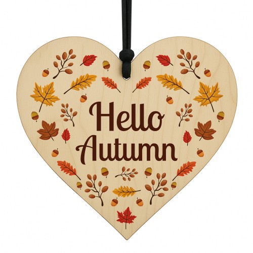 Hello Autumn Decorations Autumn Gifts Wooden Heart Plaque Hello Autumn Decorations Autumn Gifts Wooden Heart Plaque
