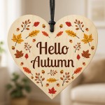 Hello Autumn Decorations Autumn Gifts Wooden Heart Plaque Hello Autumn Decorations Autumn Gifts Wooden Heart Plaque