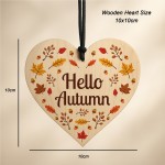 Hello Autumn Decorations Autumn Gifts Wooden Heart Plaque Hello Autumn Decorations Autumn Gifts Wooden Heart Plaque