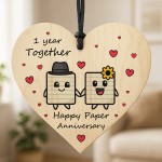 1st Anniversary Plaque Gifts For Wife Husband Wooden Heart 