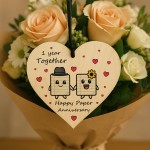 1st Anniversary Plaque Gifts For Wife Husband Wooden Heart 
