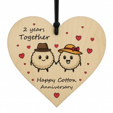 2nd Anniversary Plaque Gifts For Wife Husband Wooden Heart 